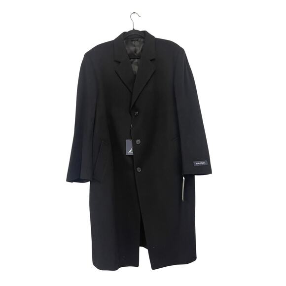 Nautica Men's Size 46R Black Wool Peacoat Single Breast Button Up NWT - Picture 1 of 8